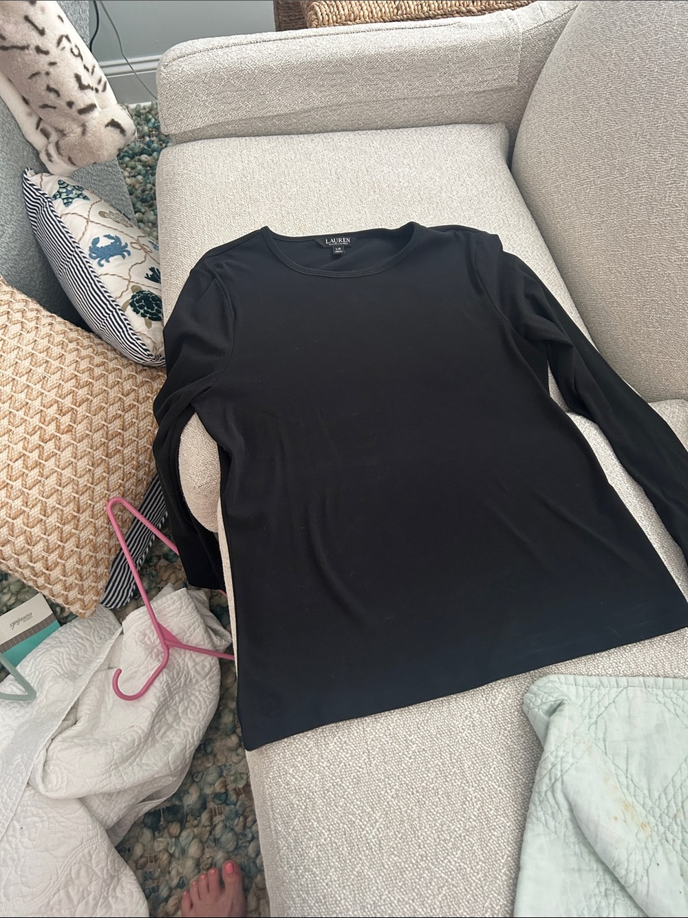 Lauren Ralph Lauren Black Long Sleeve Crew Tee
